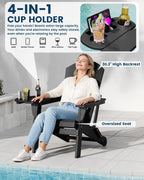 FOOWIN Folding Adirondack Chair Set of 4, HDPE Adirondack Chairs with Cup Holder, Weather Resistant Plastic Fire Pit Chairs for Outdoor, Patio, Lawn, Garden, Backyard, Deck, Black