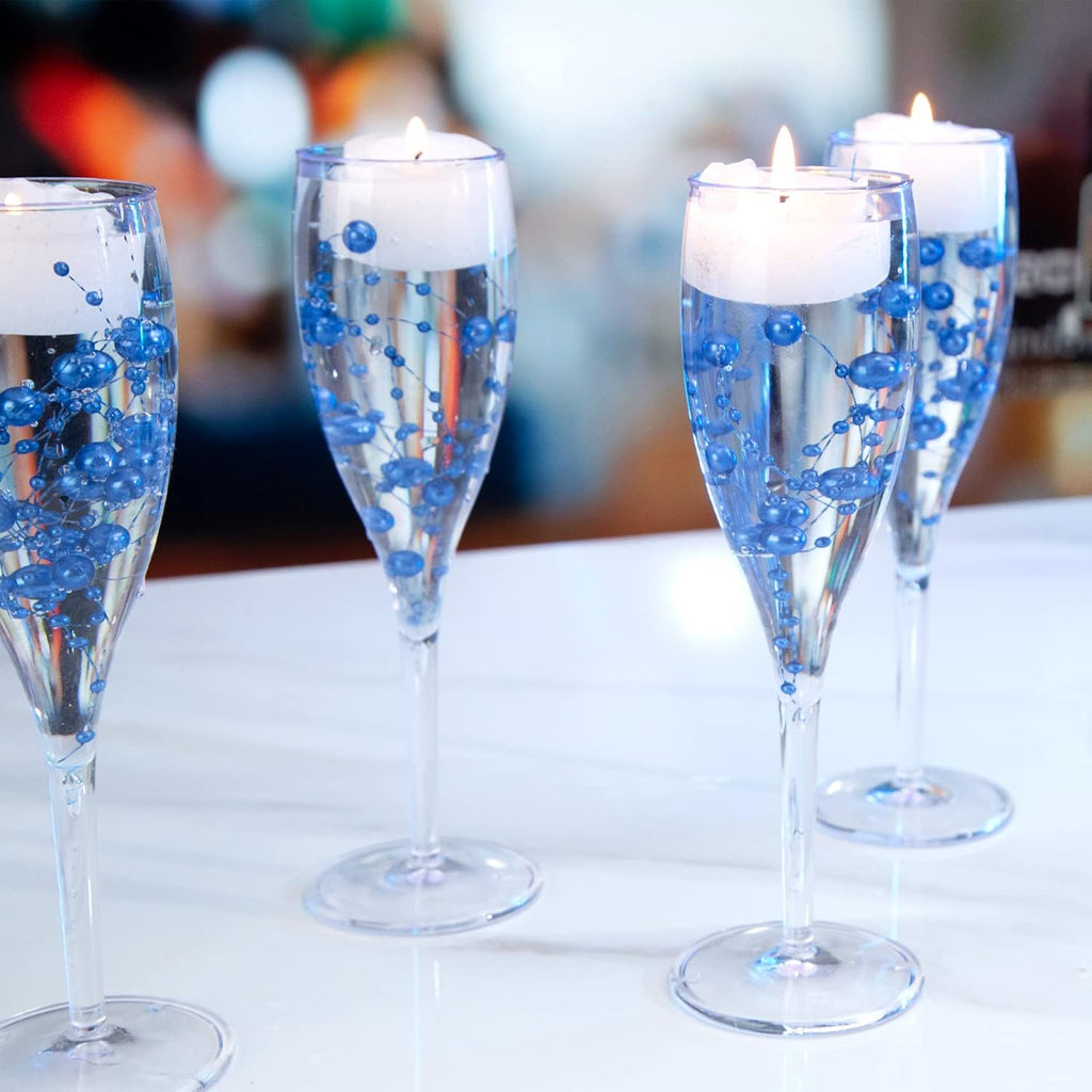 DomeStar 36 PCS Blue Pearl Strings for Floating Candle, Artificial Beads Strings Blue Faux Pearls Vase Fillers for Wedding Table Centerpiece DIY Garland