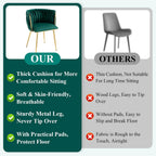 NIOIIKIT Modern Velvet Dining Chairs Hand Weaving Accent Chairs Living Room Chairs Upholstered Side Chair with Golden Metal Legs for Dining Room Kitchen Vanity Living Room (Emerlad)