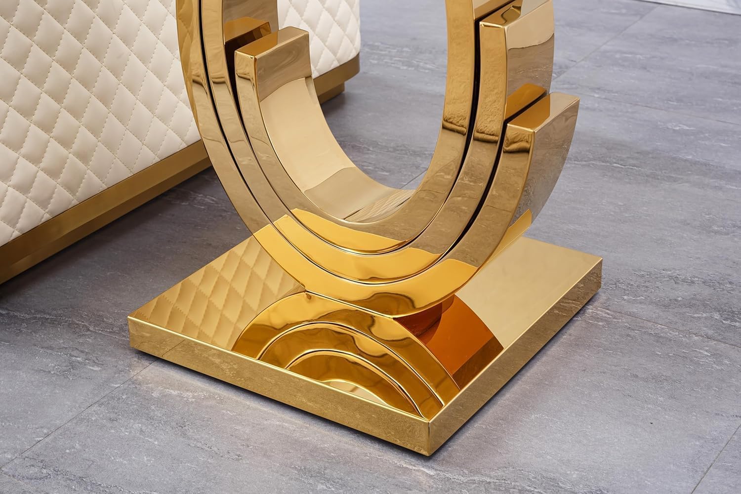 Tempered Glass End Table, Square End Table with Gold Circle Base, Mid Century Modern Couch Sofa Side Tables Bedside Tables for Living Room Bedroom, Glass Nightstand Clear Night Stand