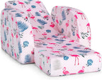 HONEY JOY Kids Sofa, 3-in-1 Convertible Children Folding Sofa & Comfy Flip Open Lounger Chair for Play, Foam Toddler Couch Fold Out, Gift for Boys Girls (Pink)