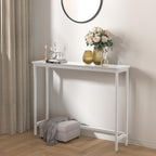 VASMIA Console Table, Entryway Table, Narrow Sofa Table, 39" Bamboo Hallway Table for Entryway, Living Room, Bedroom, Foyer, White