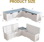 63" L-Shaped Breakfast Corner Storage Bench,Modern Banquette Seating with Cushioned Bench and Hidden Storage,Suitable for Dining Room,Kitchen Breakfast Nooks,and Corner Entryway. (White-01)