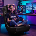 GTPLAYER Floor Gaming Chair Foldable Swivel Floor Chairs for Kids Boys Comfy Video Game Seat with 360° Multipurpose for Gamers, Bedroom or Game Room (Gold Stripes)