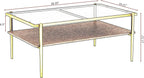 IANIYA Glass Coffee Table Modern Center Table,Small Coffee Table Sofa Side Tea Table for Living Room,Tempered Glass-top with Metal Frame