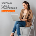 SKONYON Padded Folding Chairs Set of 6, 450LBS, PU Cushion, Gray | 6 pack gray folding chairs with cushioned seat & back, heavy duty steel frame, for party, dining & bulk event seating