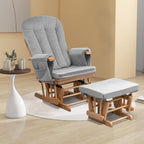 Lucky Monet 5PCS Velvet Glider Rocker Replacement Cushions, Thickened & Supportive Rocking Chair Cushion Set with 29.5 Inch High Backrest & Storage Pockets, for Indoor Nursery Glider, Grey
