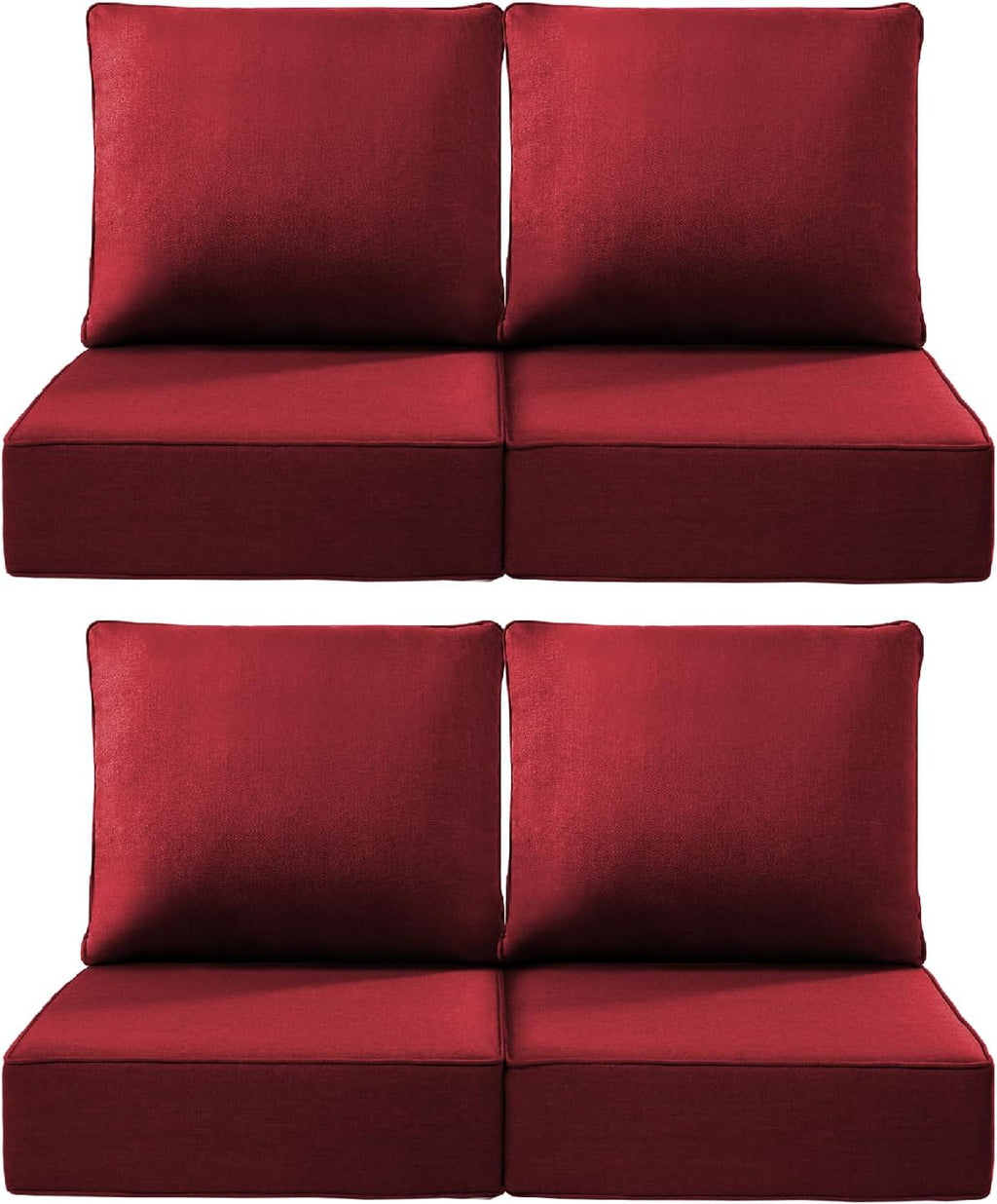 Luxury 22x24/22x25 6-Inch Outdoor Chair Cushions Set of 4 - Heavy Duty Water-Resistant Seat Cushion for Patio Furniture Set Dining Gliding Rocking Chairs Loveseat L-Shape Sofa - Red
