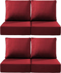 Luxury 22x24/22x25 6-Inch Outdoor Chair Cushions Set of 4 - Heavy Duty Water-Resistant Seat Cushion for Patio Furniture Set Dining Gliding Rocking Chairs Loveseat L-Shape Sofa - Red