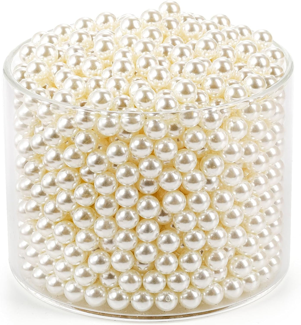 Okllen 2000 Pcs Art Faux Pearls, 8mm Undrilled Pearls, Ivory Polished Beads Loose Pearls for Crafts, Jewelry Making, Vase Fillers, Table Scatter, Wedding, Home Decoration, No Hole