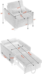 Foldable Sofa Bed Chair for Small Spaces, Comfortable Lounger with Pillow for Apartment, Bedroom, Balcony, Multi-Reclining Positions, Compact and Space Saving (Beige)