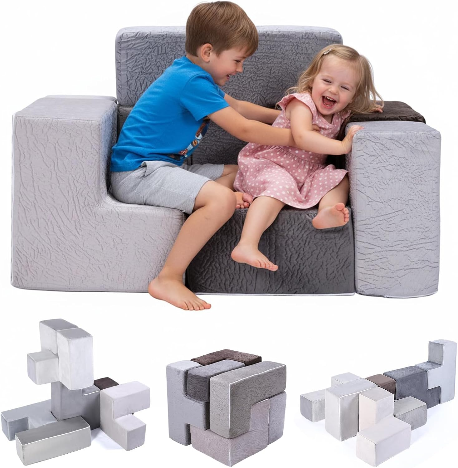 7Pcs Stackable Furniture Chair Washable Inspiring Creativity Blocks Chair Wear Resist for Kids Bedroom Playroom Furnitures