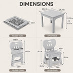 UNICOO Foldable Table and Chair Set, Height Adjustable Portable Activity Table with 2 Folding Chairs, Indoor Outdoor Kids Adults Table Set for Study, Crafts, Camping, Picnic, Snacks, Small Spaces