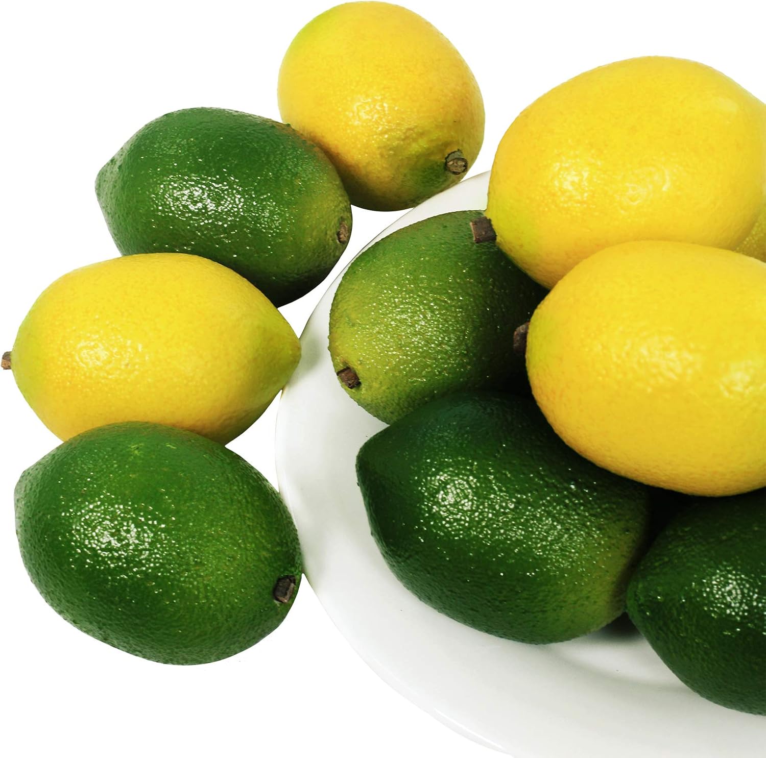 Winlyn 28 Pcs Fake Lemon Artificial Fruits Vivid Green and Yellow Lemon Mixed Set Lifelike Simulation Fruit for Home House Kitchen Party Decoration