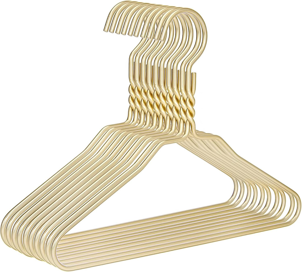 Beautiful Gold Aluminum Metal Suit Hangers Heavy Duty Coat Hangers (12" Kids/Toddlers Size - 100 Pack)