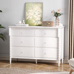 JOINICE White Nursery Dresser for Kids Bedroom, 6 Drawers for Storage | Jenny Lind Spindle Legs Dresser, Baby Clothes Organizer for Toddlers, Children's Room, Anti-tip Kit for Safety