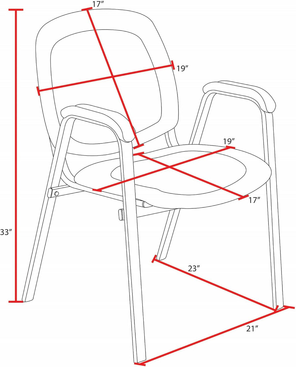 Romig Ace Vinyl Guest Stacking Chair with Arms, Durable and Comfortable Upholstery, Sturdy Steel Frame, Stackable Design for Office, Reception, and Conference Areas - Midnight Black