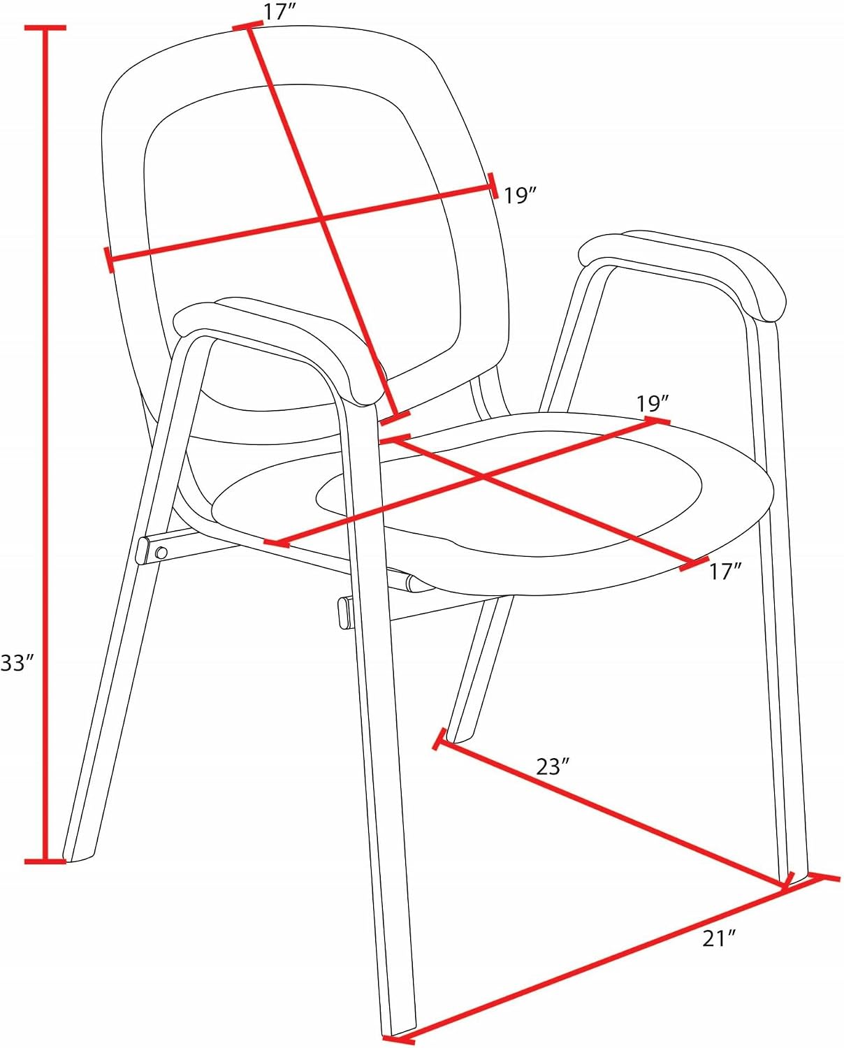 Romig Ace Vinyl Guest Stacking Chair with Arms, Durable and Comfortable Upholstery, Sturdy Steel Frame, Stackable Design for Office, Reception, and Conference Areas - Midnight Black
