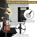 Coat Rack Freestanding,Adjustable 56-125 inch Tension Rod Coat Tree 12 Hooks Hanger Stand for Coat Hat Bedroom Livingroom Kitchen Bathroom Apartment Entryway Hall Office Black
