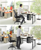 Drafting Chair Tall Office Chair Adjustable Swivel Rolling Mesh Height with Lumbar Support Arms Footrest Mid Back for Adults Standing Desk Drafting Stool (Grey)
