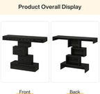 Tribesigns 42.5" Farmhouse Console Table, Narrow Wood Sofa Table Behind Couch with Geometric Base, Industrial Entryway Accent Table for Living Room, Hallway, Entrance (Black)