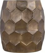 Modern Contemporary Aluminum Material 21" Height End Table, Side Table with Glossy Diamond-Patterned Base Gold