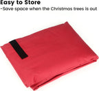Pop Up Christmas Tree Bag - 34" Square Pre-lit Container Oxford Polyester - Reinforced Wide Handle & Dual Zipper - Fit 5-6.5 Feet Pull Up Tree (Red)