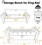 67'' End of Bed Storage Bench King Size, Storage Bench for Bedroom End of Bed, Upholstered Velvet Tufted Storage Ottoman Benches with Arms for Living Room, Entryway, Dark Blue