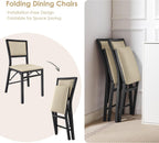 VECELO Folding Dining Chairs Set of 4, Metal Padded Foldable Seating with Comfortable Faux Leather, Space-Saving Portable Guest Seats for Kitchen & Office, No Assembly, Creamy Beige