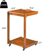 LEEMTORIG Small Rolling Side Table with Wheels, C-Shaped End Table with Storage, Adjustable Desktop Couch Table, Wooden Bedside Table Nightstand with Lockable Wheels for Living Room Bedroom BJ101-WL