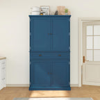 LUMISOL 72" Tall Farmhouse Kitchen Pantry Cabinet with 3 Pull Out Shelves & Drawer, Pantry Storage Cabinet with 6 Door Shelf & Adjustable Shelf for Kitchen, Dining Room, Blue