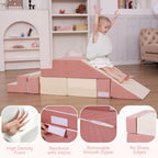 Kids Couch, Modular Toddler Couch for Playroom, Kids Sofa with Ottomans, Foam Play Blocks with Stair and Ramp, Convertible Plush Sofa, Removable Cover