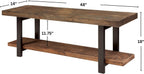 Alaterre Furniture Pomona Dining Bench - 48-Inch Modern Industrial Solid Wood Indoor Bench with Open Bottom Storage Shelf - Seating for Kitchen, Dining Room, and Living Room (Rustic Brown)