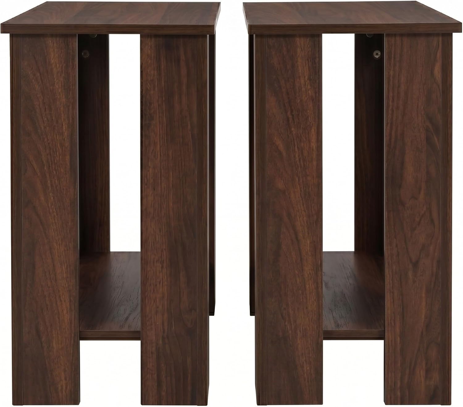 HOME DESIGN Telluride End Table Set of 2, Modern Wood Accent Tables with Lower Shelf, Living Room/Bedroom Side Tables — Available in Walnut or Black Finish