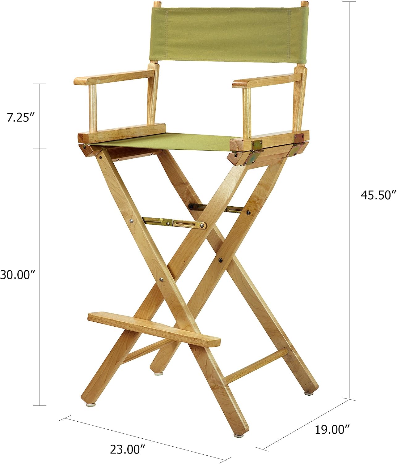 Casual Home 30" Director's Chair Natural Frame-with Olive Canvas, Bar Height
