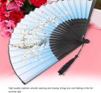 Folding Hand Fan, Material Smooth Opening Closing Lightweight Foldable, with Hollow Out Design, for Wedding Party Gift Dance Props Home Office Decoration (Blue)