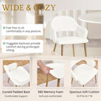 VECELO Velvet Dining Chairs Set of 6, Modern Upholstered Kitchen Chairs with Cushion, Padded Backrest and Metal Legs, White