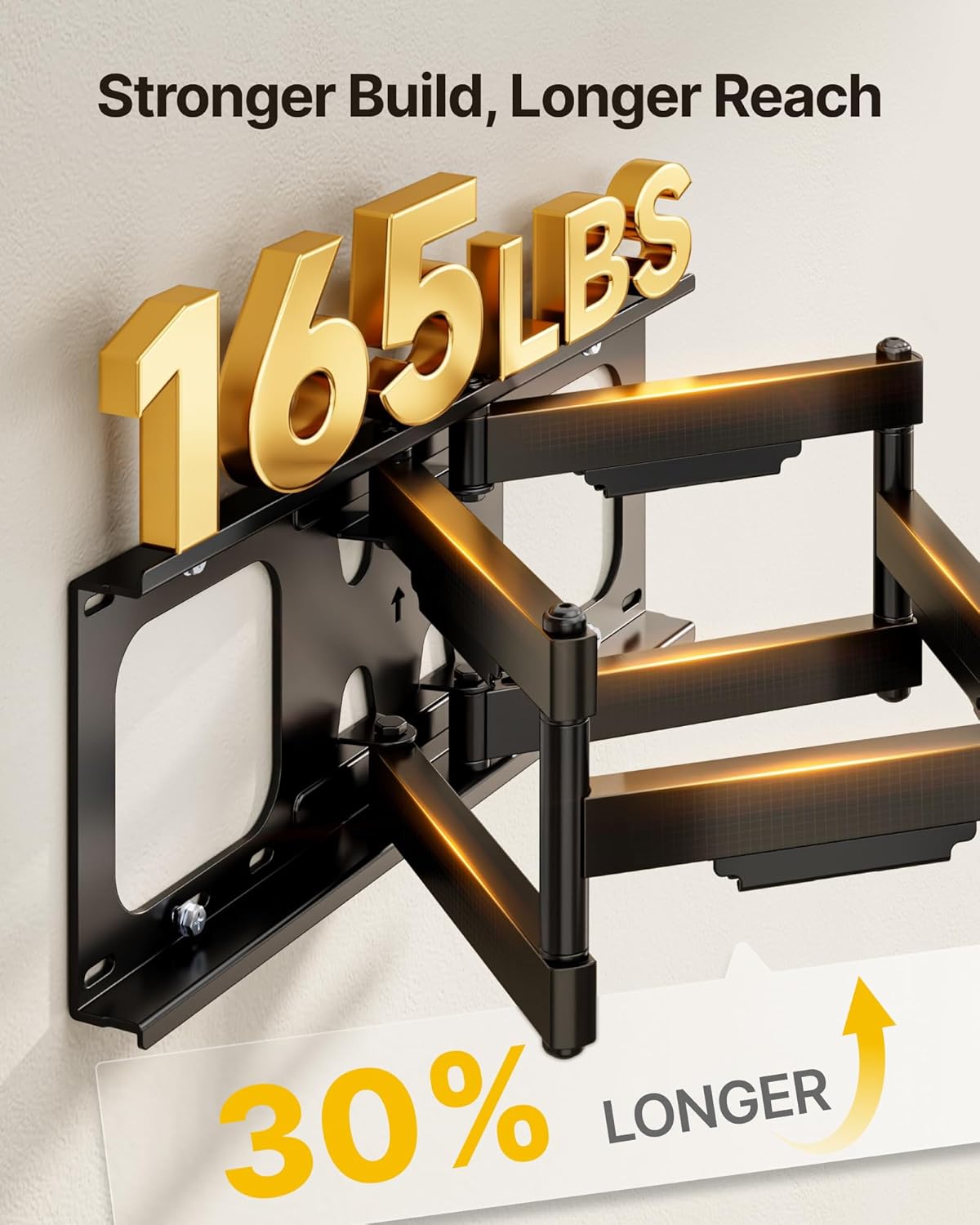 monTEK Full Motion TV Wall Mount for 50-100 Inch Large TVs up to 165 lbs, Long 25" Extension Articulating TV Mount Bracket for Off-Center Wood Studs 16" 18" 24", Max VESA 800x600