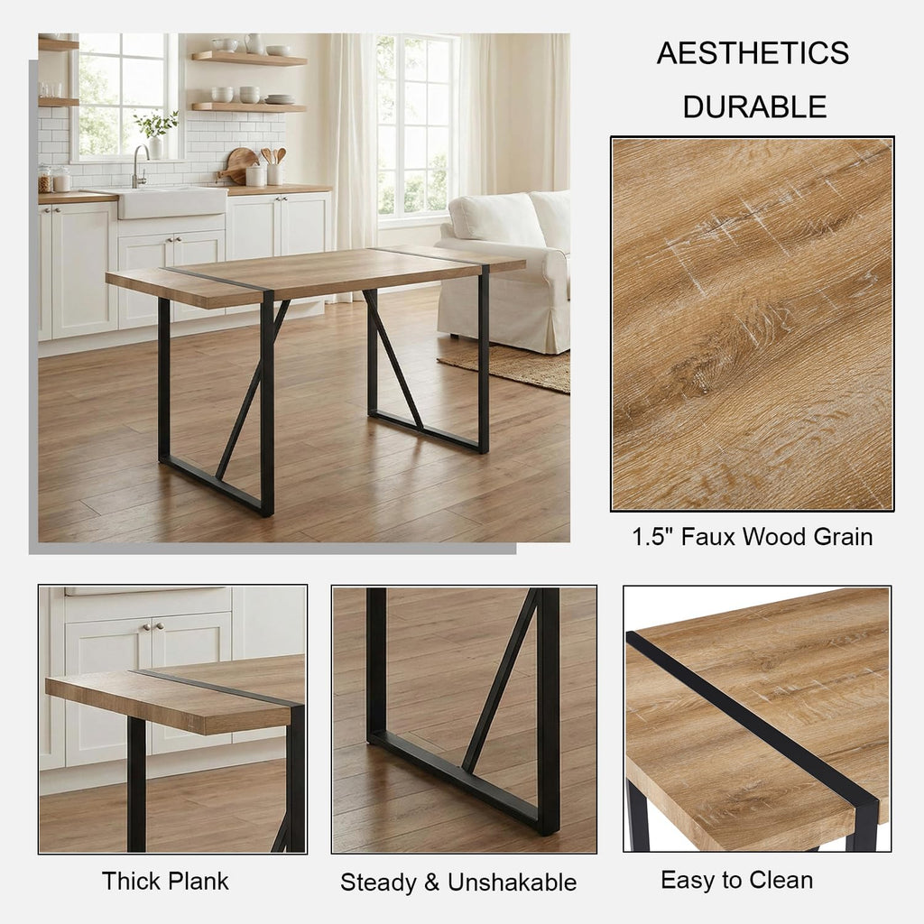 Dining Table Set for 4, Modern Table and Chairs Set of 4, 5 Piece Dining Table Set Include Wooden Rectangle Kitchen Table and 4 Fabric Chairs Ideal for Kitchen Dining Room Easy to Assemble