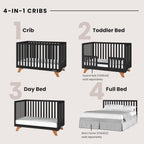 Child Craft SOHO 4-in-1 Crib and Dresser Nursery Set, 2-Piece, Includes 4-in-1 Convertible Crib and 3-Drawer Dresser (Ebony)