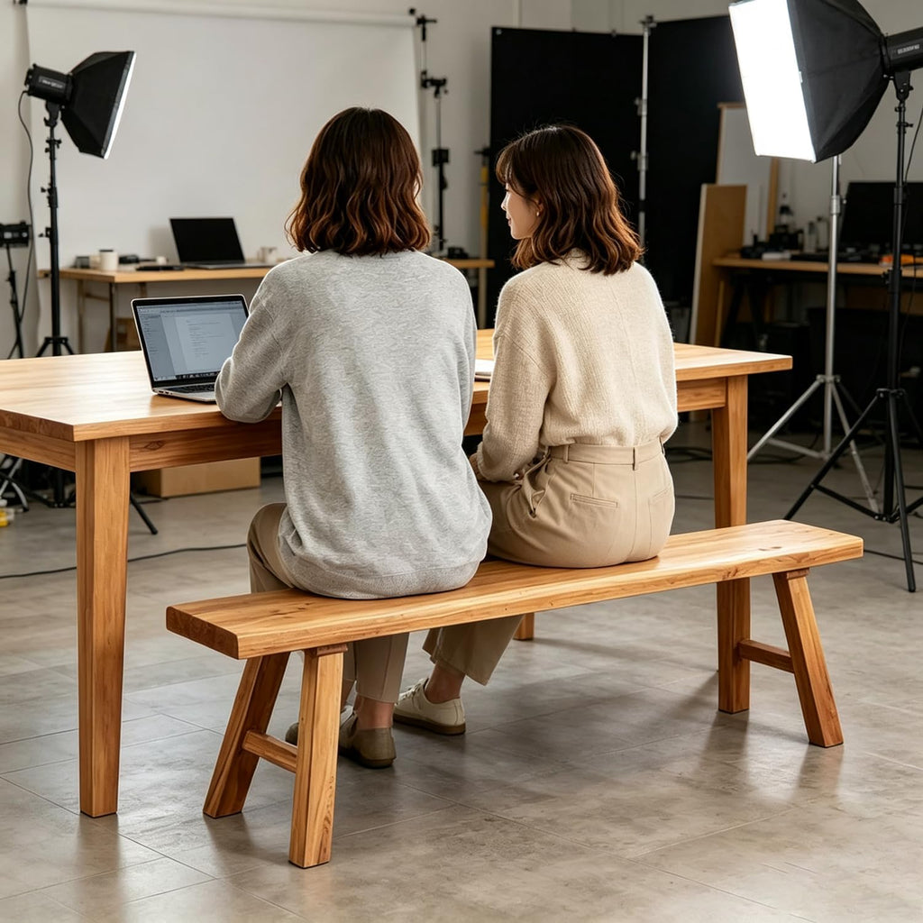 Bench——Wooden Bench Indoor ,Rustic FarmhouseNarrow Entryway Bench withNatural Solid Wood, Durable and Sturdy, Suitable for Dining Room, Bedroom, Porch and Other Narrow Spaces (39.3 * 10.2 * 17.7)，