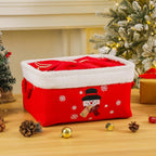 Christmas Gifts Baskets Empty Christmas Ornament Box Xmas Storage Baskets Canvas Toys Organizer Bin for Holiday, Snowman Raffle Basket Foldable Baskets for Nursery/Living room, Kids Toy Chest, Large