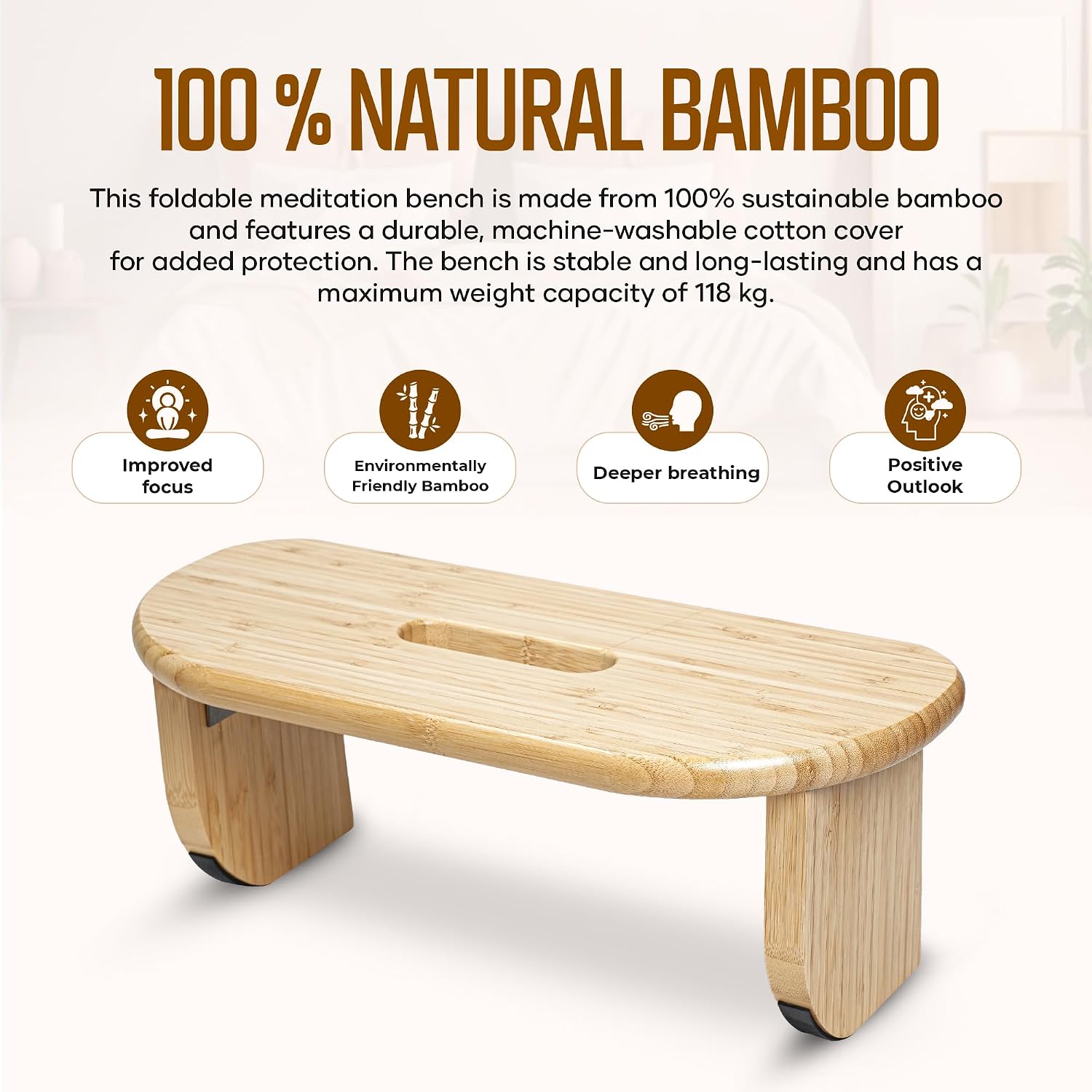 NIXSCALINO Folding Meditation Bench | Bamboo Kneeling Stool with Rocking mechanism - Portable Cross Legged Folding Seiza Chair
