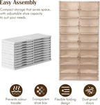 10 Tiers 40 Pairs Collapsible Shoe Rack Organizer with Doors Large Plastic Folding Shoe Cabinet for Closet Entryway Living Room