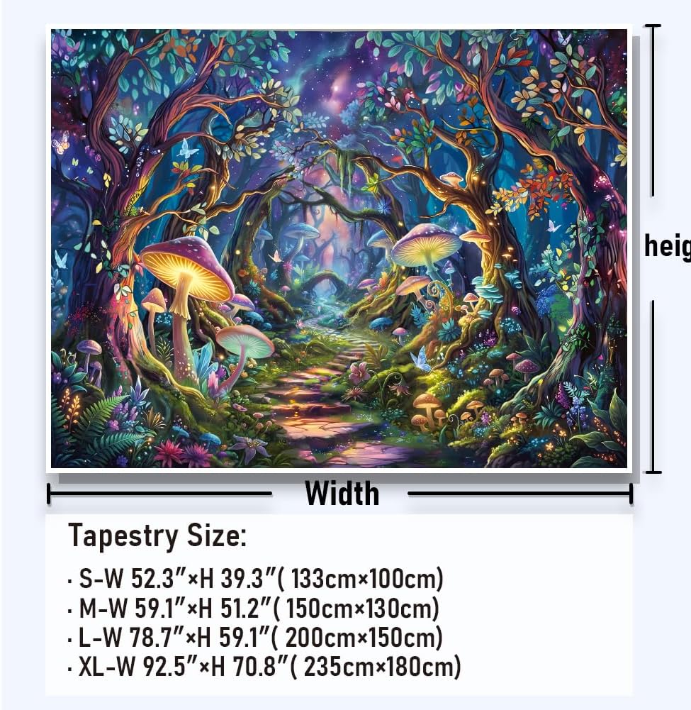 Amonercvita Fantasy Forest Tapestry Magical Trees Tapestries Galaxy Space Wall Tapestries Psychedelic Plant Floral Tapestry Wall Hanging for Home Decor