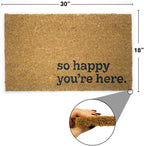Great American Coco Coir Doormat with Heavy Duty Backing - Large 18" x 30" Non-Slip Minimalist Front Door Welcome Mat - Outside Entrance, Front Porch, Indoor Entry, Brown (Happy You're here)