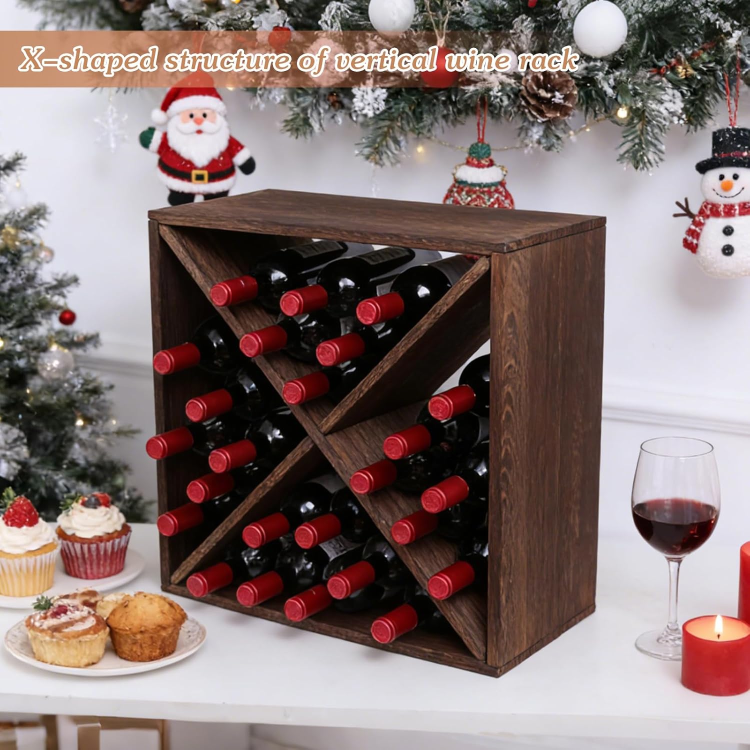 Wine Rack Countertop Wine Storage Wine Rack freestanding Floor 24 Bottle Wine Holder，for Home Kitchen countertops (24 Bottles)