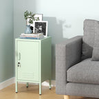 Metal Locker Storage Cabinet with Lock, Modern Bedside Table with 1 Door and Adjustable Shelf, Lockable Nightstand for Bedroom, End Table with Leveling Feet for Office & Living Room