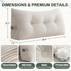 Gnostik Headboard Pillow Twin/Twin XL, Beige Triangle Wedge Pillow Headboard for Dorm, Daybed Backrest Cushion for Reading Sitting Working, 39.4"x15.7"x7.5"