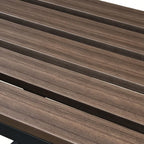 Outdoor Backless Bench, Set of 2,Weatherproof Patio Bench with Slatted Seat, All-Weather Garden Bench for Porch, Patio, Lawn and Backyard, Walnut